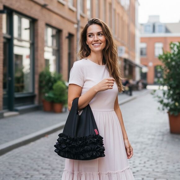 Baggu x Molly Goddard Limited Edition Frilly Ruffle Baby Bag - Black - Picture 1 of 3